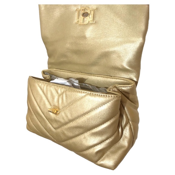 New Badgley Mischka Metallic Quilted Crossbody w Letter Lock Multi-winner HP! - Picture 10 of 15